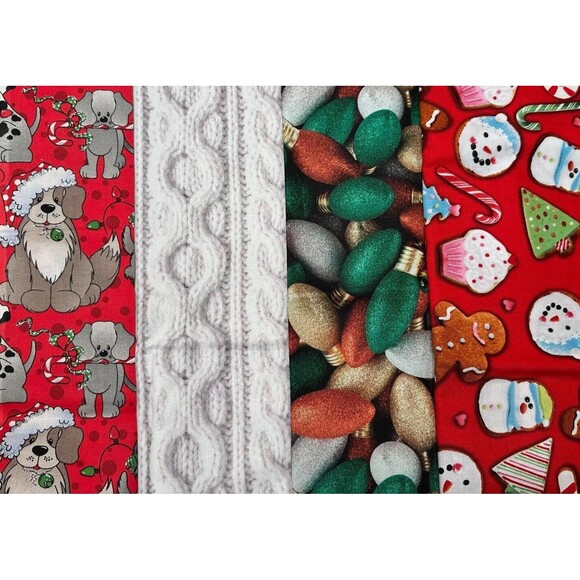 Christmas Holiday Print Fabric 100% Cotton Quilting Dogs Cookies Sweater 2.75 yd - Picture 1 of 5